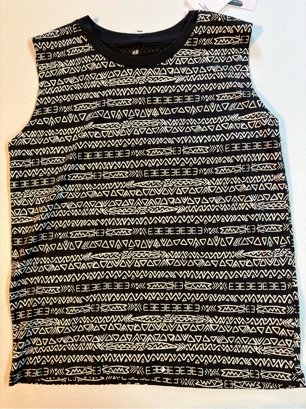 100% COTTON 🆕 H&M 8 ✨ kids sleeveless Aztec tank black NWT